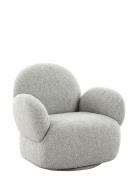 Henny - Lounge Chair With Swivel Function, Bouclé, Light Grey Home Fur...