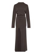Long Slevve Dress Maxikjole Festkjole Brown Weekday
