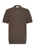 Cfkarl Structured Knit Polo Tops Knitwear Short Sleeve Knitted Polos B...