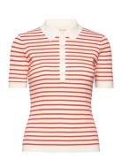 Rib Knit Striped Ss Rugger Tops T-shirts & Tops Polos Red GANT