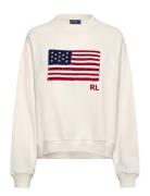 Logo Flag French Terry Crewneck Tops Sweatshirts & Hoodies Sweatshirts...