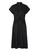 Twist-Front Cotton-Blend Shirtdress Knælang Kjole Black Lauren Ralph L...