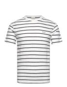 Cotton Linen Stripe Ss T-Shirt Designers T-Kortærmet Skjorte White GAN...