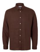 Slhregkylian Mix Ls Shirt Tops Shirts Linen Shirts Brown Selected Homm...