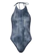 Tie Printed Halter Neck Swimsuit Badedragt Badetøj Blue Weekday