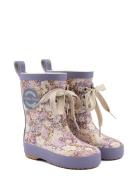 Printed Wellies W Lace Shoes Rubberboots High Rubberboots Purple Mikk-...