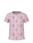Nmfvemma Aop Ss Slim Top Tops T-Kortærmet Skjorte Pink Name It