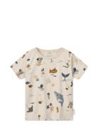 Apia Printed Shortsleeve T-Shirt Tops T-Kortærmet Skjorte Beige Liewoo...