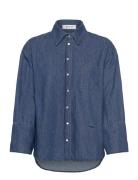 Trw-Jane Over Denim Shirt Wash Tops Shirts Denim Shirts Navy Tomorrow