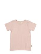 T-Shirt S/S Pointelle Tops T-Kortærmet Skjorte Pink Petit Piao