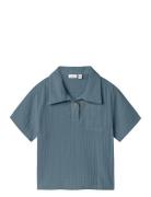 Nmmhefin Nreg Ss Shirt Tops Shirts Short-sleeved Shirts Blue Name It
