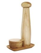 Raw Teak Ceramic Pepper Mill Set With Tray And Salt Jar Home Kitchen K...