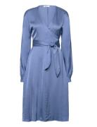 2Nd Serene - Fluid Satin Knælang Kjole Blue 2NDDAY