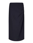 Fique Skirt Knælang Nederdel Navy Second Female