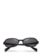 Thin Oval Frame Sunglasses Solbriller Black Weekday
