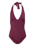 Sculpt - 1 Piece Unwired Swimsuit Badedragt Badetøj Burgundy Etam