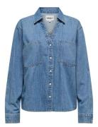 Onlwave Ls V-Neck Dnm Shirt Akm Tops Shirts Denim Shirts Blue ONLY