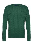 Cable-Knit Cotton Sweater Designers Knitwear Round Necks Green Polo Ra...