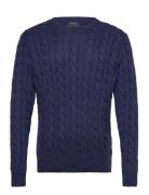 Cable-Knit Cotton Sweater Designers Knitwear Round Necks Blue Polo Ral...