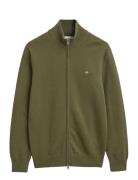 Casual Cotton Zip Cardigan Tops Knitwear Full Zip Jumpers Khaki Green ...