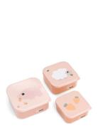 Snack Box Set 3 Pcs Tiny Farm Powder Home Meal Time Lunch Boxes Pink D...