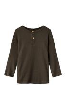 Nmmkab Ls Top Noos Tops T-shirts Long-sleeved T-Skjorte Brown Name It