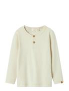 Nmmgayo Sar Ls Slim Top Lil Tops T-shirts Long-sleeved T-Skjorte Cream...