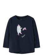 Nmfvix Ls Top Tops T-shirts Long-sleeved T-Skjorte Navy Name It