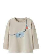 Nmmvux Ls Top Tops T-shirts Long-sleeved T-Skjorte Beige Name It