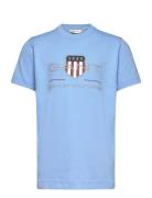 Archive Shield Ss T-Shirt Tops T-Kortærmet Skjorte Blue GANT