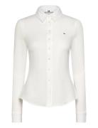 1985 Slim Pique Ls Shirt Tops Shirts Long-sleeved White Tommy Hilfiger