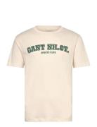 Graphic Ss T-Shirt Tops T-Kortærmet Skjorte Cream GANT