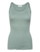 Rwbelle U-Neck Strap Elastic Top Tops T-shirts & Tops Sleeveless Green...