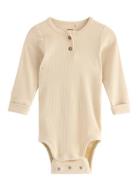 Body Henley Langærmet Body Beige Lindex