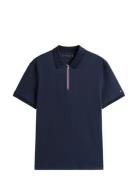 Interlock Zip Reg Polo Tops Polos Short-sleeved Navy Tommy Hilfiger