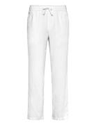 Sdalann Allan Elasticated Bottoms Trousers Linen Trousers White Solid