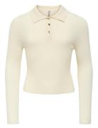 Kogmila Ls Rib Button Polo Neck Cp Knt Tops T-shirts & Tops Polos Crea...