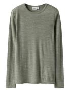 Nknwax Wool Rib Ls Top Tops T-shirts Long-sleeved T-Skjorte Green Name...