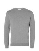 Slhberg Crew Neck Noos Tops Knitwear Round Necks Grey Selected