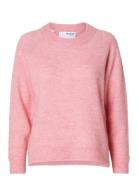 Slflulu Ls Knit O-Neck Noos Tops Knitwear Jumpers Pink Selected