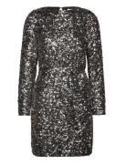 Slfcolyn Ls Short Sequins Dress B Kort Kjole Silver Selected