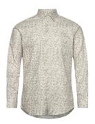 Slhslim-Ethan Shirt Ls Aop Noos Tops Shirts Casual White Selected