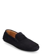 Slhsergio Suede Penny Driving Shoe Loafers Flade Sko Navy Selected