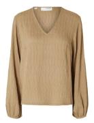 Slfquinn Ls Top At Tops T-shirts & Tops Long-sleeved Beige Selected