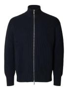 Slhdry Ls Knit Relaxed Full Zip Tops Knitwear Full Zip Jumpers Navy Se...