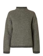 Slflulu Ls Herringb Knit High Neck Tops Knitwear Jumpers Grey Selected