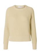 Slfbirla Ls Knit Short O-Neck Tops Knitwear Jumpers Cream Selected
