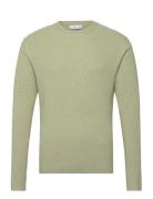 Fine Rib-Knit Cotton Sweater Tops Knitwear Round Necks Green Mango