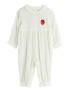 Strawberry Emb Schiffli Jumpsuit Jumpsuit White Mini Rodini