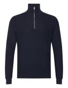 Microstructure Sweater With Zipper Collar Tops Knitwear Half Zip Jumpe...